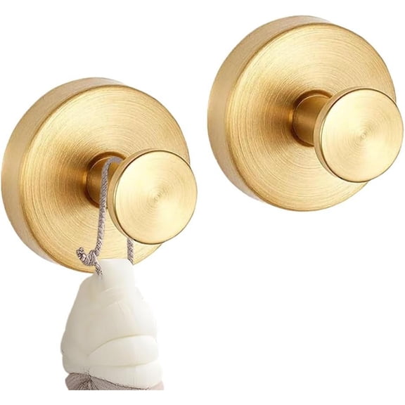 Luxe Hold No-Drill Hooks,2024 New Upgraded Suction Cup Hooks,Hand Towel Holder for Bathroom,Stainless Steel Waterproof Towel Hooks for Inside Shower,Glass,Window, Glass Shower Doors (Gold-2PC)