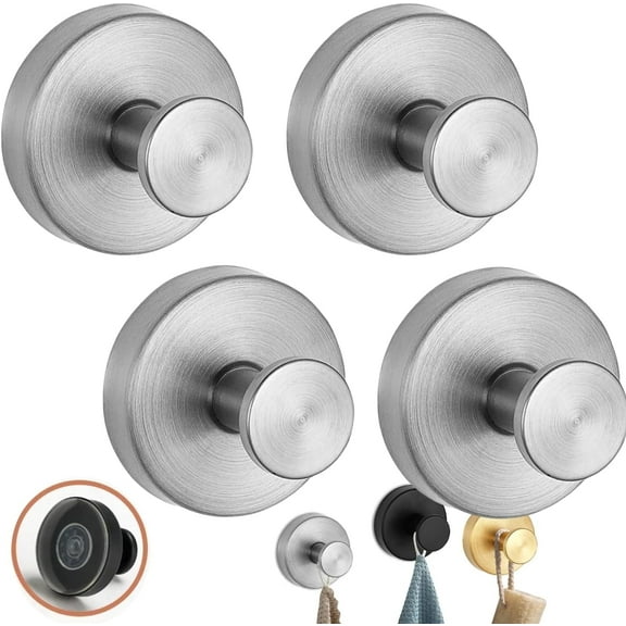 Luxe Hold No-Drill Hooks, 2024 Upgraded Suction Cup Hooks, Stainless Steel Waterproof Suction Cup Hooks (Gold*2)