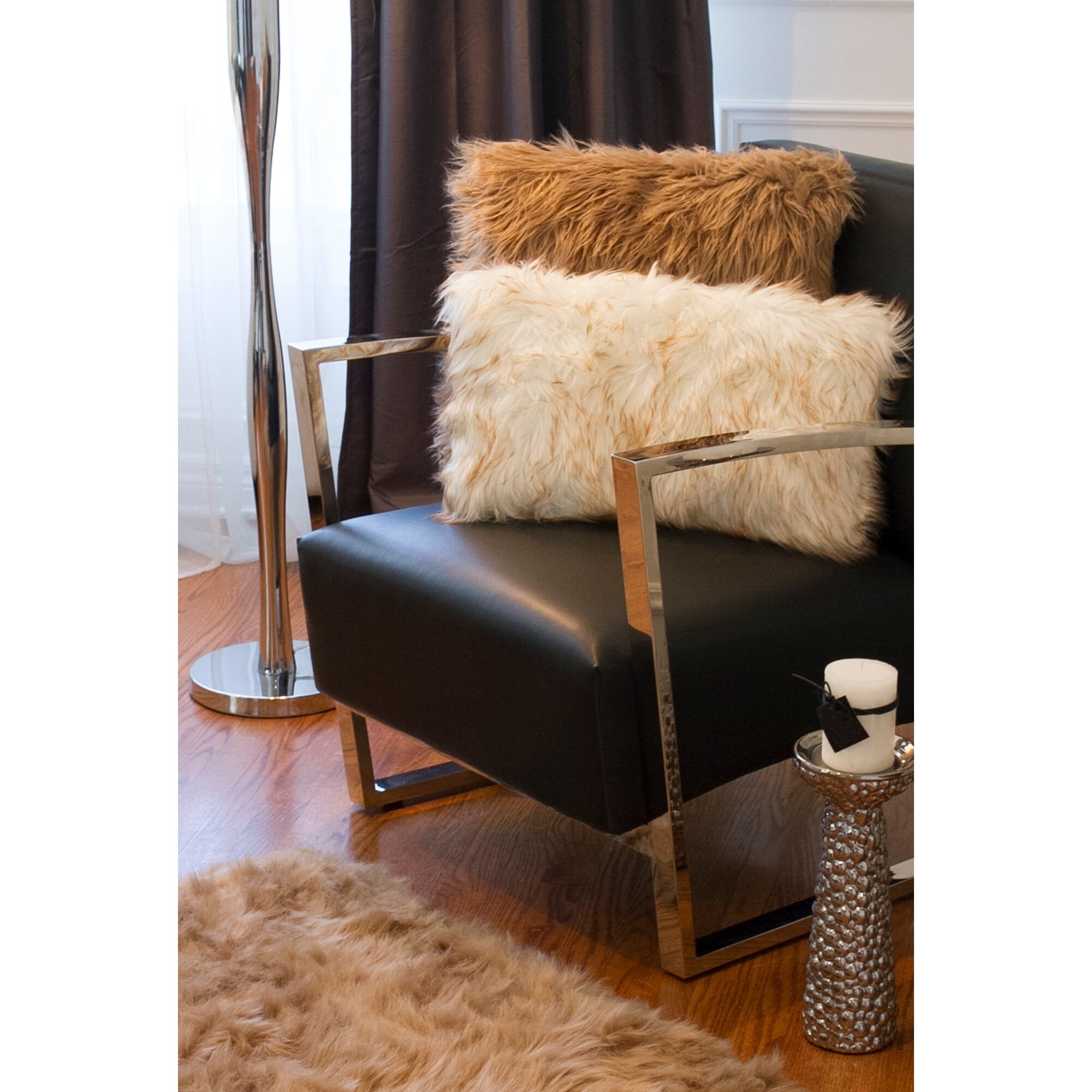 Tan faux fur pillow cheap