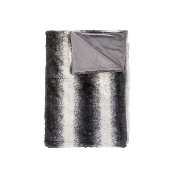 Luxe Home Decor Classic Faux Fur Throw | 1-Piece | Irving charcoal/white | 50x60 In