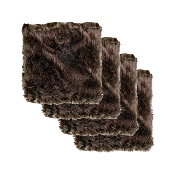 Luxe Home Decor Laredo Faux Sheepskin Seatpad | 4-Piece | 16"x16" CHOCOLATE