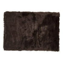 Luxe Hudson Faux Sheepskin Rug 2x3 Black 1-Piece Soft Throw Rug
