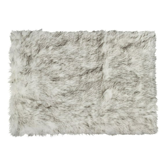 Luxe Hudson Faux Sheepskin Rug 5x8 Gradient Grey Plush Material