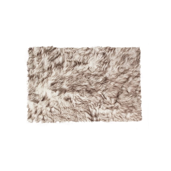 Luxe Hudson Faux Sheepskin Rug Gradient Chocolate 2x3 Soft Cozy