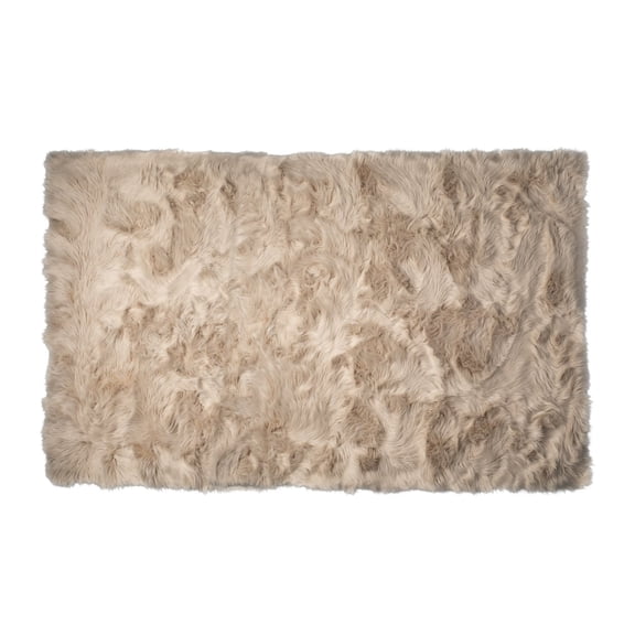 Luxe Hudson Faux Sheepskin Rug Taupe 5x8 Soft Natural Texture Indoor Carpet