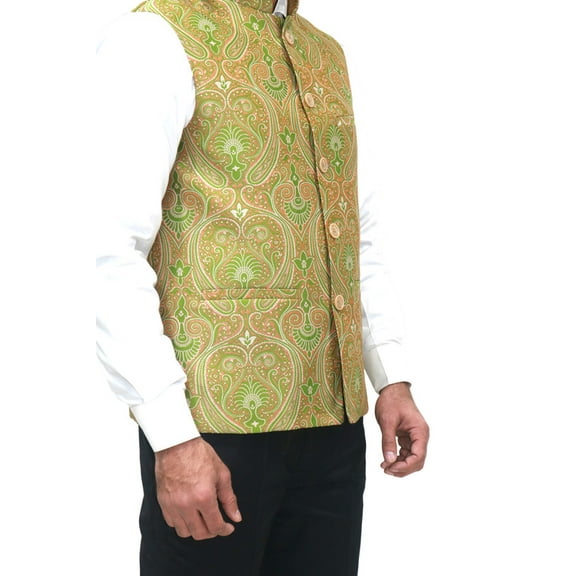 Luxe Jacquard Nehru Jacket for Men - Designer Formal Party Wear, Stylish Indian Wedding Vest Coat, XS to XXXL - Premium Men's Traditional & Designer Vest Coat/Jacket