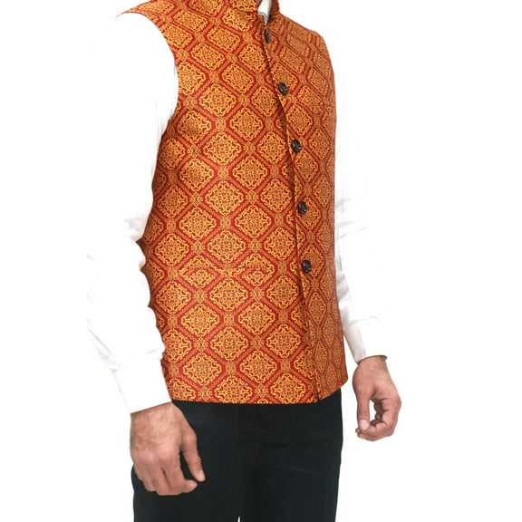 Luxe Jacquard Nehru Jacket for Men - Designer Formal Party Wear, Stylish Indian Wedding Vest Coat, XS to XXXL - Premium Men's Traditional & Designer Vest Coat/Jacket