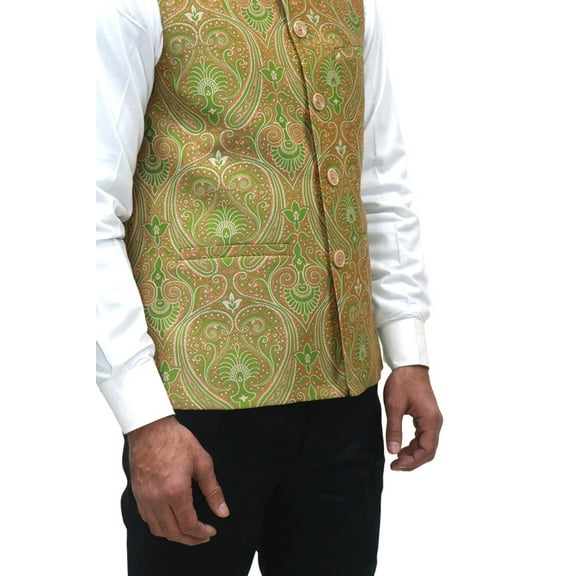 Luxe Jacquard Nehru Jacket for Men - Designer Formal Party Wear, Stylish Indian Wedding Vest Coat, XS to XXXL - Premium Men's Traditional & Designer Vest Coat/Jacket