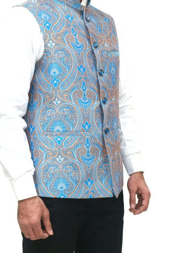 Luxe Jacquard Nehru Jacket for Men - Designer Formal Party Wear, Stylish Indian Wedding Vest Coat, XS to XXXL - Premium Men's Traditional & Designer Vest Coat/Jacket