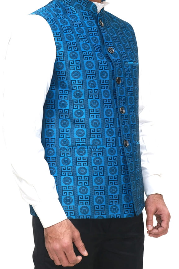 Luxe Jacquard Nehru Jacket for Men - Designer Formal Party Wear, Stylish Indian Wedding Vest Coat, XS to XXXL - Premium Men's Traditional & Designer Vest Coat/Jacket