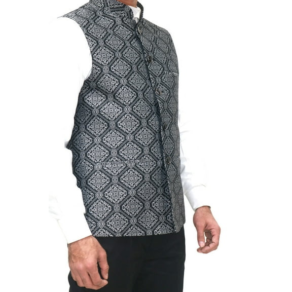 Luxe Jacquard Nehru Jacket for Men - Designer Formal Party Wear, Stylish Indian Wedding Vest Coat, XS to XXXL - Premium Men's Traditional & Designer Vest Coat/Jacket