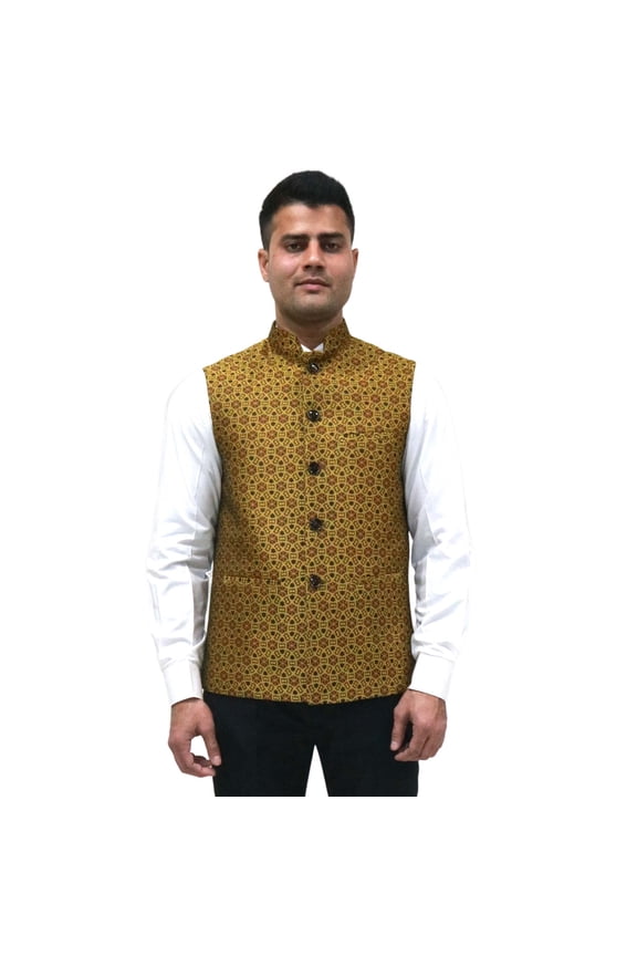 Luxe Jacquard Nehru Jacket for Men - Designer Formal Party Wear, Stylish Indian Wedding Vest Coat, XS to XXXL - Premium Men's Traditional & Designer Vest Coat/Jacket