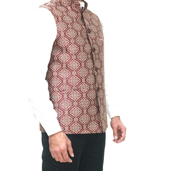 Luxe Jacquard Nehru Jacket for Men - Designer Formal Party Wear, Stylish Indian Wedding Vest Coat, XS to XXXL - Premium Men's Traditional & Designer Vest Coat/Jacket