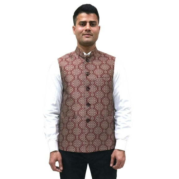 Luxe Jacquard Nehru Jacket for Men - Designer Formal Party Wear, Stylish Indian Wedding Vest Coat, XS to XXXL - Premium Men's Traditional & Designer Vest Coat/Jacket
