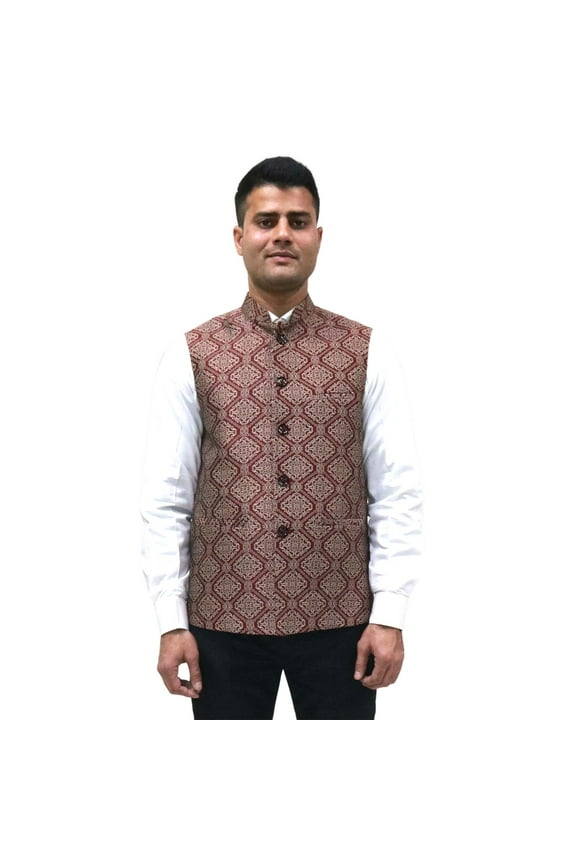 Luxe Jacquard Nehru Jacket for Men - Designer Formal Party Wear, Stylish Indian Wedding Vest Coat, XS to XXXL - Premium Men's Traditional & Designer Vest Coat/Jacket