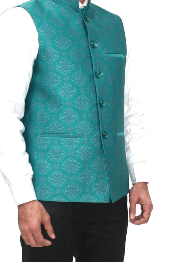 Luxe Jacquard Nehru Jacket for Men - Designer Formal Party Wear, Stylish Indian Wedding Vest Coat, XS to XXXL - Premium Men's Traditional & Designer Vest Coat/Jacket