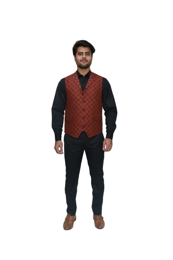 Luxe Jacquard Nehru Jacket for Men - Stylish Indian Wedding Vest Coat, Designer Formal Party Wear, Nehru Collar Vest, Elegant Men’s Fashion, XS to XXXL