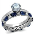 thumbnail image 1 of Luxe Jewelry Designs 2-Piece Stainless Steel Women's Wedding Ring Set with Blue and Clear CZ Stones,, 1 of 4