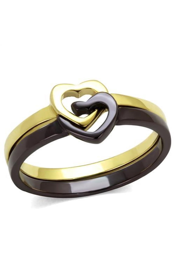Luxe Jewelry Designs 2-Piece Women's Stainless Steel Interlocking Hearts Ring Set, Size 5