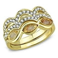 thumbnail image 1 of Luxe Jewelry Designs 2-Piece Women's Stainless Steel Ring Set with Light Peach Synthetic Glass, 1 of 4
