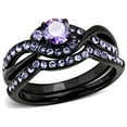 thumbnail image 1 of Luxe Jewelry Designs 2-Piece Women's Stainless Steel Wedding Ring Set with Amethyst Cubic Zirconia,, 1 of 4