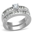 thumbnail image 1 of Luxe Jewelry Designs 2-Piece Women's Stainless Steel Wedding Ring Set with Round Cubic Zirconia,, 1 of 4