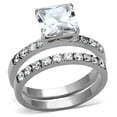 thumbnail image 1 of Luxe Jewelry Designs 2-Piece Women's Stainless Steel Wedding Ring Set with Square CZ, Size 7, 1 of 4