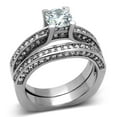 thumbnail image 1 of Luxe Jewelry Designs 2-Piece Women's Stainless Steel Wedding Ring With Cubic Zirconia, Size 7, 1 of 4