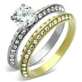 thumbnail image 1 of Luxe Jewelry Designs 2-Piece Women's Two Tone Gold IP Stainless Steel Wedding Ring Set with Round, 1 of 4
