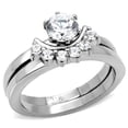 thumbnail image 1 of Luxe Jewelry Designs 2-Piece Women's Wedding Stainless Steel Ring Set with Cubic Zirconia, Size 5, 1 of 4