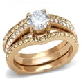 thumbnail image 1 of Luxe Jewelry Designs 3-Piece Women's Rose Gold IP Stainless Steel Wedding Ring Set with Cubic, 1 of 4