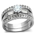 thumbnail image 1 of Luxe Jewelry Designs 3-Piece Women's Stainless Steel Wedding Ring Set with Cubic Zirconia, Size 6, 1 of 4