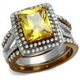 thumbnail image 1 of Luxe Jewelry Designs 3-Piece Women's Two Tone IP Wedding Ring Set with Canary Topaz CZ, Size 5, 1 of 4