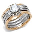 thumbnail image 1 of Luxe Jewelry Designs 3-Piece Women's Two Tone Rose Gold IP Stainless Steel Wedding Ring Set with CZ,, 1 of 4