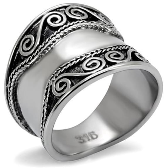 Luxe Jewelry Designs Black Women's Stainless Steel Celtic Ring - Size 7 (Pack of 2)