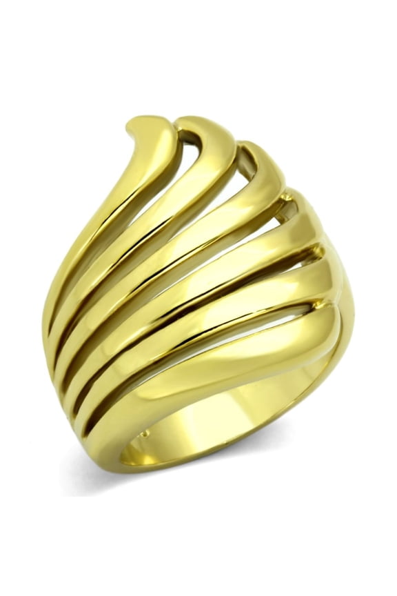 Luxe Jewelry Designs Gold IP Stainless Steel Women's Ring - Size 6 (Pack of 2)