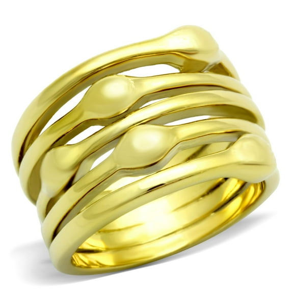 Luxe Jewelry Designs Gold Ion Plated Stainless Steel Stackable Women's Ring - Size 5 (Pack of 3)