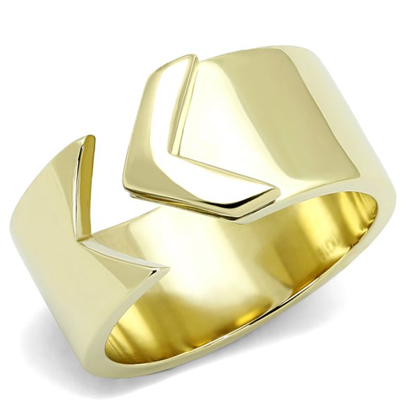 Luxe Jewelry Designs Gold Ion Plated Women's Stainless Steel Ring - Size 7 (Pack of 2)