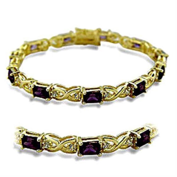 Luxe Jewelry Designs Gold Plated Women's Bracelet with Amethyst Cubic Zirconia Stones