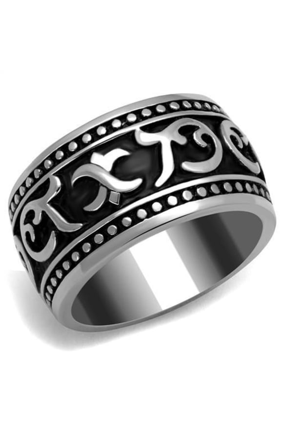 Luxe Jewelry Designs High Polished Stainless Steel Epoxy Black Jet Men's Ring - Size 12 (Pack of 2)