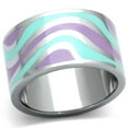thumbnail image 1 of Luxe Jewelry Designs High Polished Wave Design Stainless Steel Women's Ring with Multi Color Epoxy -, 1 of 4