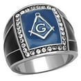 thumbnail image 1 of Luxe Jewelry Designs Men's Blue High Polished Stainless Steel Unique Ring with Top Grade Crystal -, 1 of 4