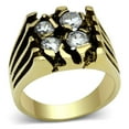 thumbnail image 1 of Luxe Jewelry Designs Men's Gold IP Stainless Steel Ring with Cubic Zirconia and Black Epoxy - Size, 1 of 4