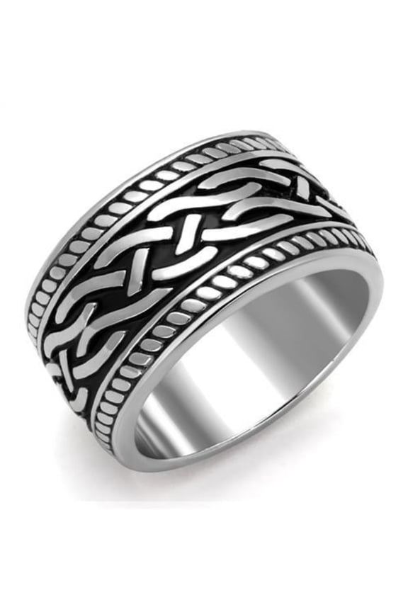 Luxe Jewelry Designs Men's High Polished Stainless Steel Epoxy Black Jet Ring - Size 8 (Pack of 2)