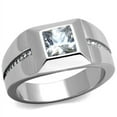 thumbnail image 1 of Luxe Jewelry Designs Men's High Polished Stainless Steel Ring with Square Cubic Zirconia - Size 13, 1 of 4