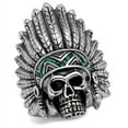 thumbnail image 1 of Luxe Jewelry Designs Men's High Polished Stainless Steel Skull Design Ring with Emerald Crystals -, 1 of 4