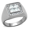 thumbnail image 1 of Luxe Jewelry Designs Men's High Polished Stainless Steel Unique Ring with AAA Grade Cubic Zirconia -, 1 of 4