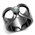 thumbnail image 1 of Luxe Jewelry Designs Men's Light Black IP Stainless Steel Solitaire Ring with Round Crystal, Size 8, 1 of 4