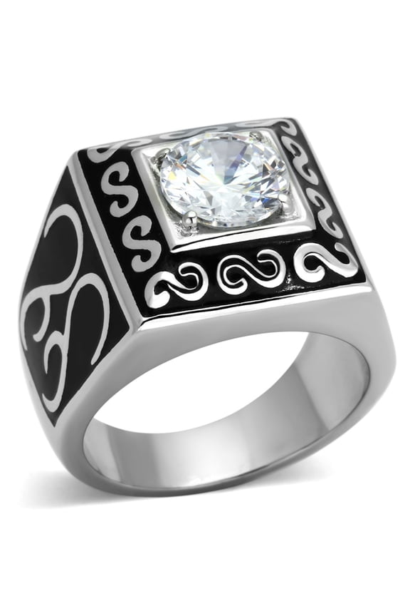 Luxe Jewelry Designs Men's Stainless Steel Celtic Ring with Cubic Zirconia - Size 13