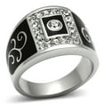 thumbnail image 1 of Luxe Jewelry Designs Men's Stainless Steel Cocktail Ring with Round Clear Crystals - Size 12, 1 of 4